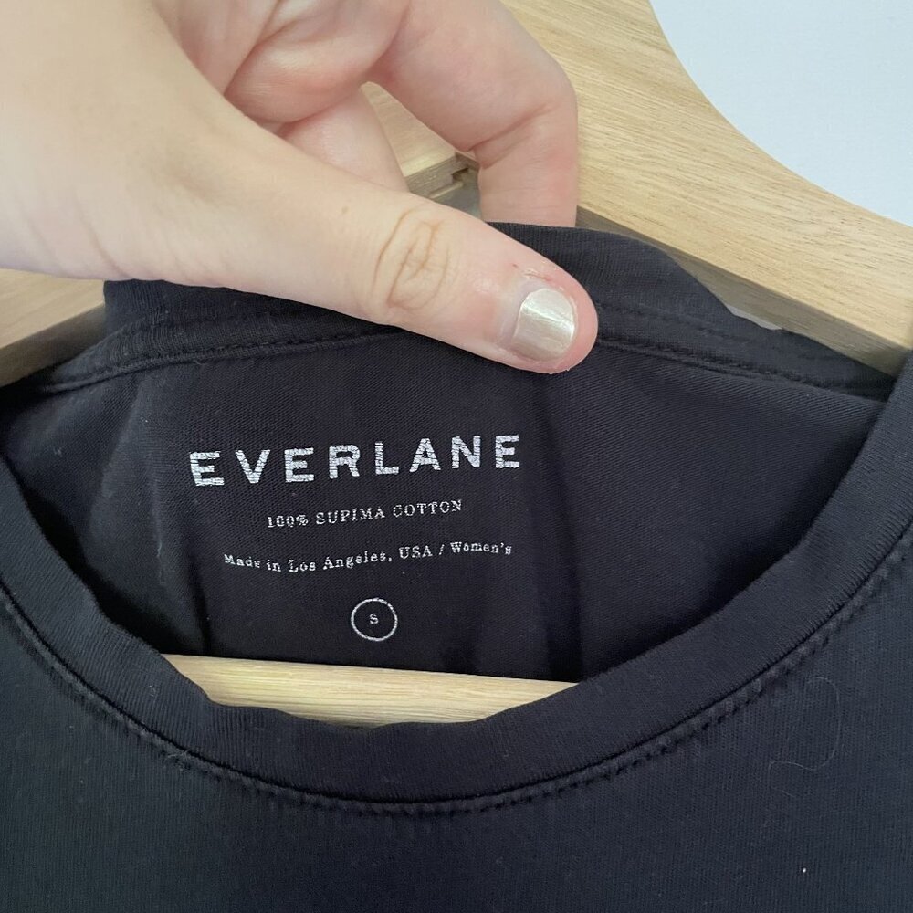 Everlane sz small black sleeveless top casual workout athleisure supima cotton - Picture 3 of 6